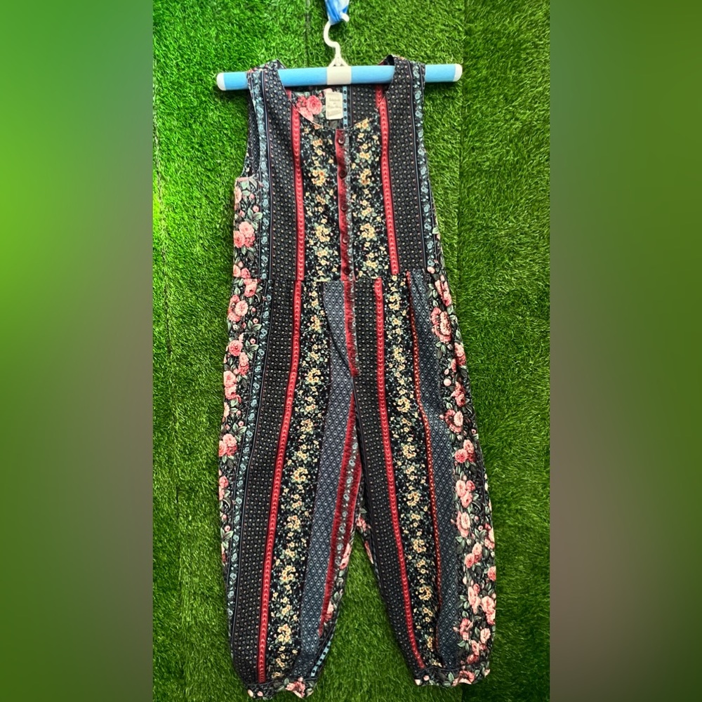 Manor House Floral Pattern Panel Switching Sleeveless All-In-One